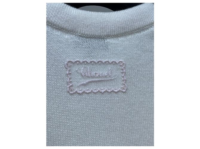 Chanel Cashmere Cardigan Weiß mit gesticktem Logo - Ansicht 4