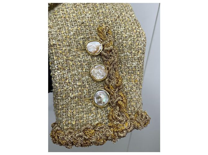 Chanel 26S Runway Tweed Jacke Gold Größe 36 - Ansicht 3