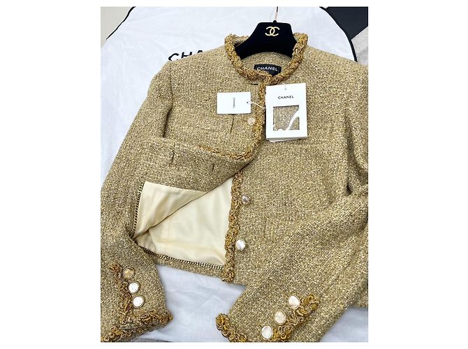 Chanel 26S Runway Tweed Jacke Gold Größe 36 - Ansicht 5