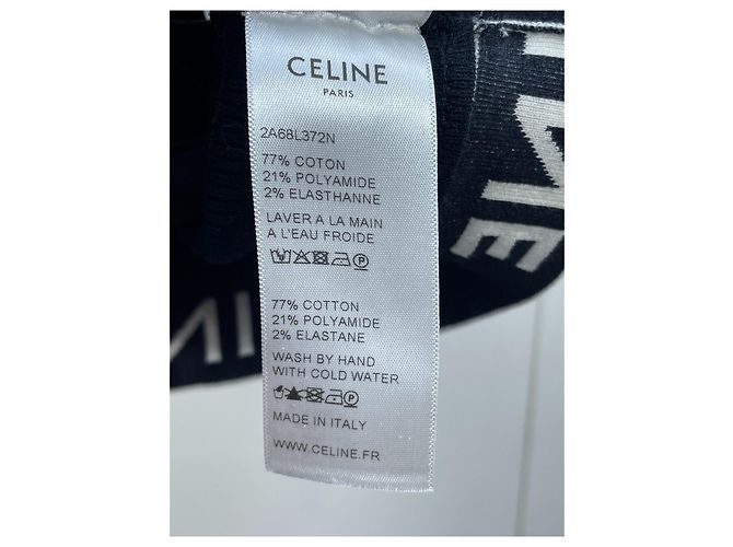 Top corto Céline de algodón letras blanco y negro XS - vista 9
