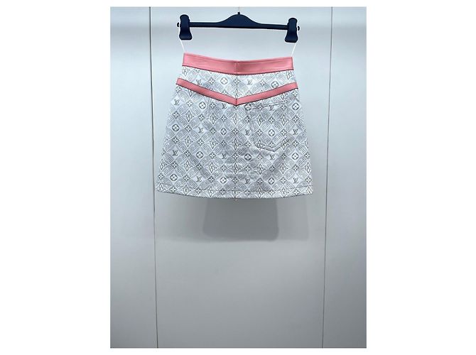 Falda Louis Vuitton 1854 de algodón con paneles de cuero - vista 2