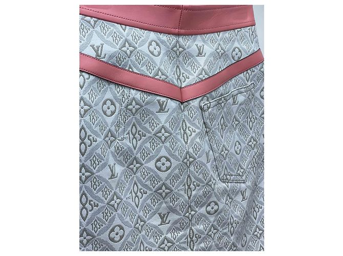 Falda Louis Vuitton 1854 de algodón con paneles de cuero - vista 6