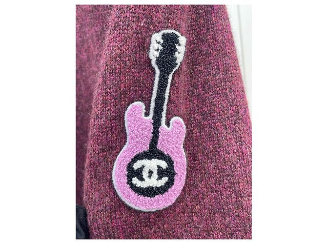 Chanel Strickjacke Kaschmir Burgund Gitarrenmotiv - Ansicht 3