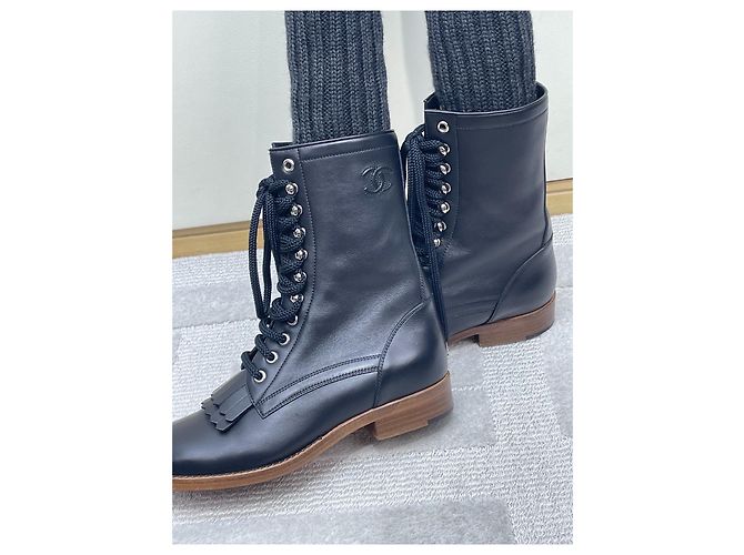 Chanel Sock Boots Schwarz Stoff Double C - Ansicht 3