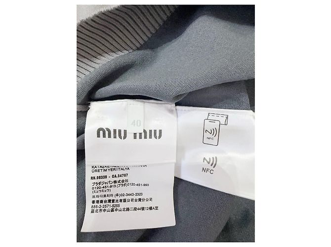 Top Miu Miu Cinza de Viscose com Mangas Curtas - vista 5