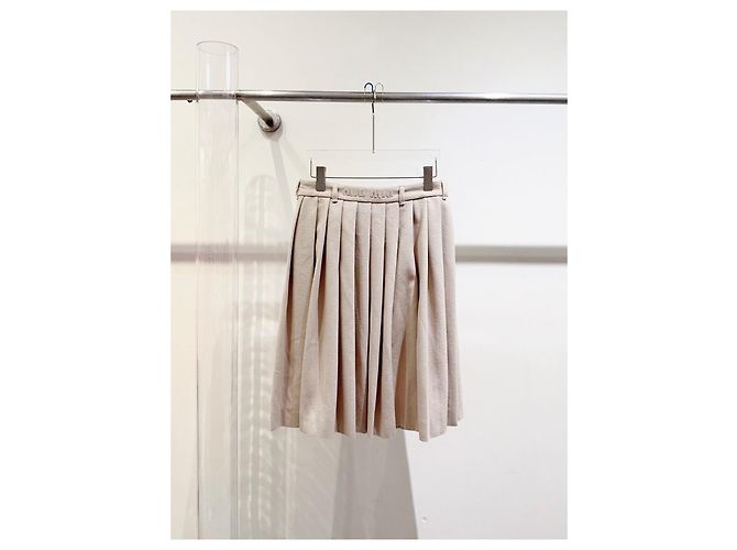 Falda plisada Miu Miu de lana beige - vista 2