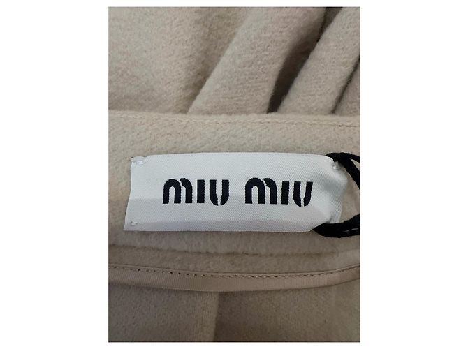 Falda plisada Miu Miu de lana beige - vista 3