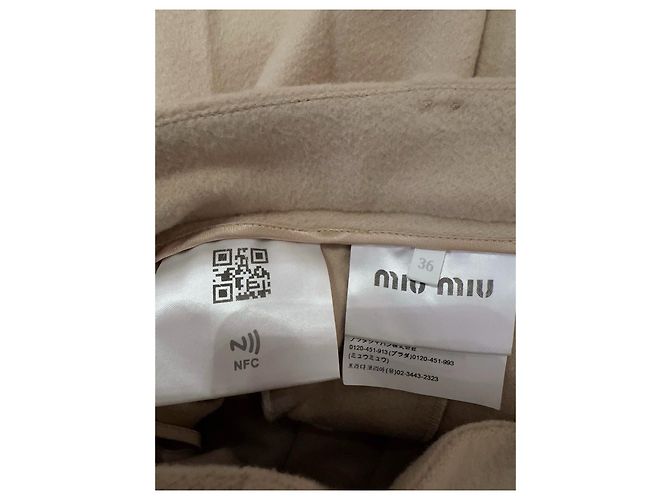 Falda plisada Miu Miu de lana beige - vista 4