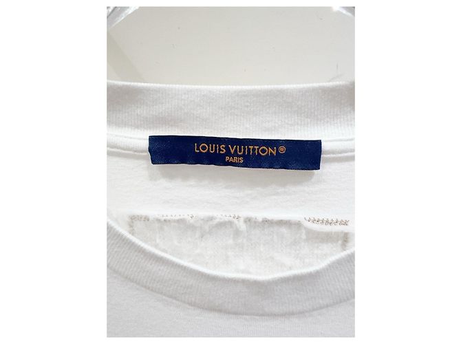 Top Louis Vuitton Bianco in Cotone con Logo di Perline - vista 3