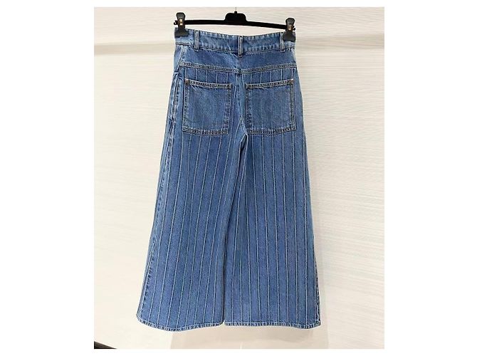 Vaqueros Chanel Hamburg de denim azul con rayas de pierna ancha - vista 2