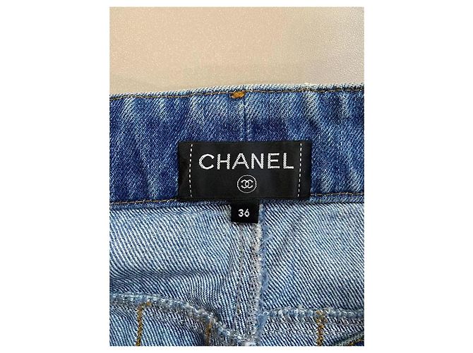 Vaqueros Chanel Hamburg de denim azul con rayas de pierna ancha - vista 5