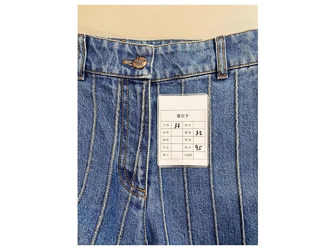 Vaqueros Chanel Hamburg de denim azul con rayas de pierna ancha - vista 6