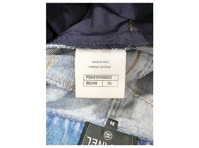Vaqueros Chanel Hamburg de denim azul con rayas de pierna ancha - vista 7