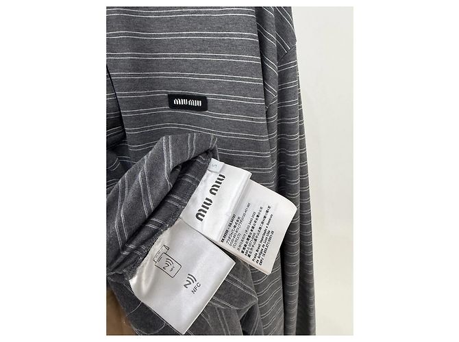 Polo Miu Miu de algodón a rayas gris - vista 3