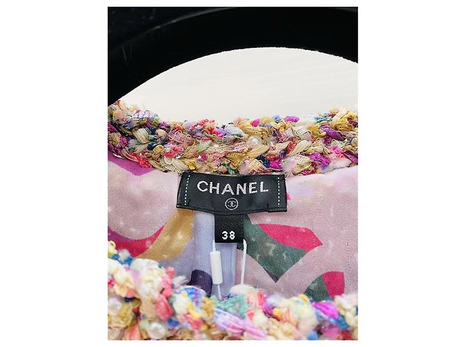 Chanel Tweed Cardigan Jacke mit rosa Perlen Größe 38 - Ansicht 2