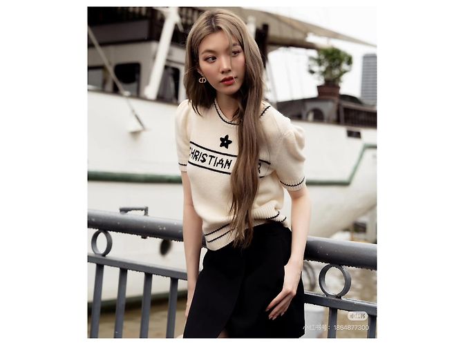 Jersey Dior de algodón blanco con mangas abullonadas - vista 7