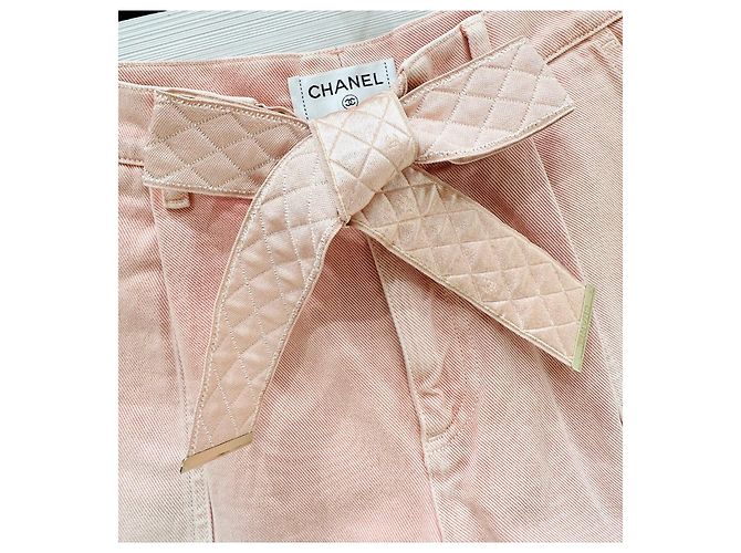 Pantaloncini Chanel in cotone rosa con fiocco - vista 4