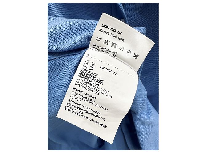 Top Miu Miu Azul de Algodón con Letras Bordadas y Manga Larga - vista 6