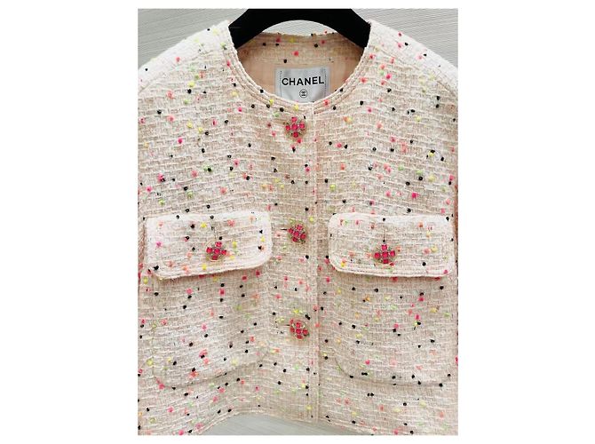 Chanel Tweed Jacke Orange Rosa Oversized Größe 36 - Ansicht 2
