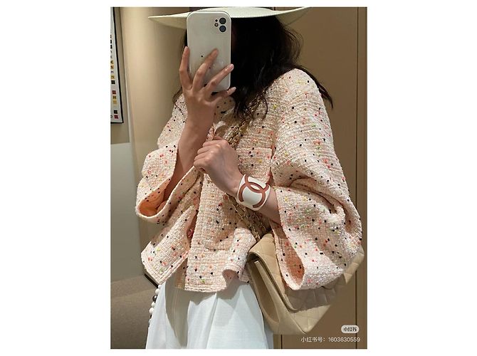 Chanel Tweed Jacke Orange Rosa Oversized Größe 36 - Ansicht 9