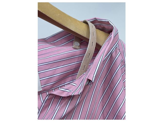 Abito camicia Miu Miu a righe in cotone con spalle scoperte - vista 6