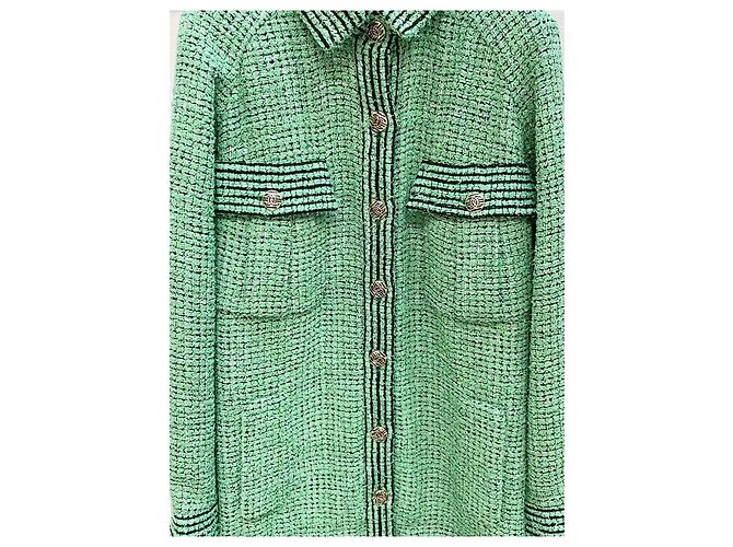 Chanel Jacke aus grünem Tweed mit Karomuster Oversized FR 36 - Ansicht 2