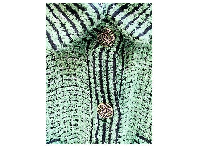 Chanel Jacke aus grünem Tweed mit Karomuster Oversized FR 36 - Ansicht 3