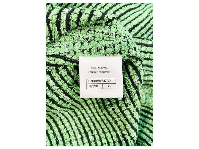 Chanel Jacke aus grünem Tweed mit Karomuster Oversized FR 36 - Ansicht 5