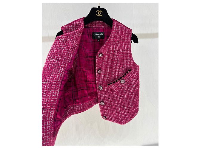 Chanel Tweed Weste Beerenfarbe - Ansicht 4