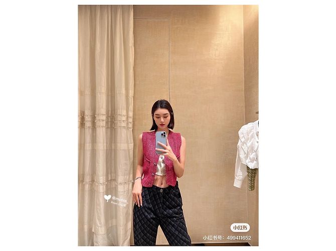 Chanel Tweed Weste Beerenfarbe - Ansicht 8