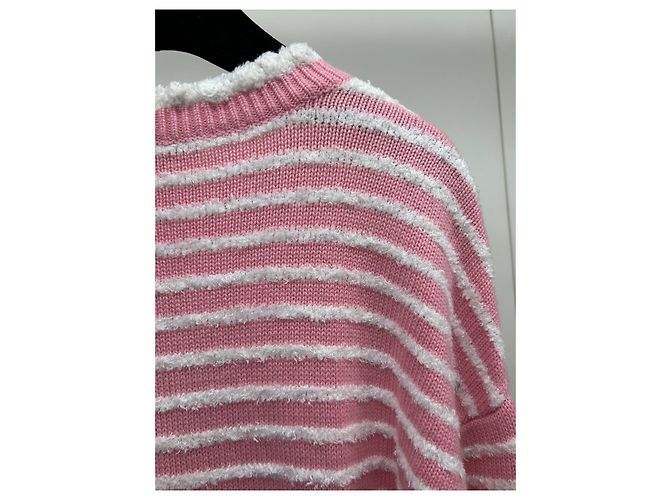 Chanel Kaschmirpullover rosa weiß gestreift - Ansicht 4