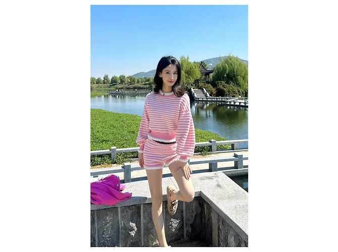 Chanel Kaschmirpullover rosa weiß gestreift - Ansicht 6