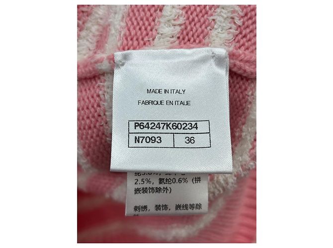 Chanel Kaschmirpullover rosa weiß gestreift - Ansicht 8