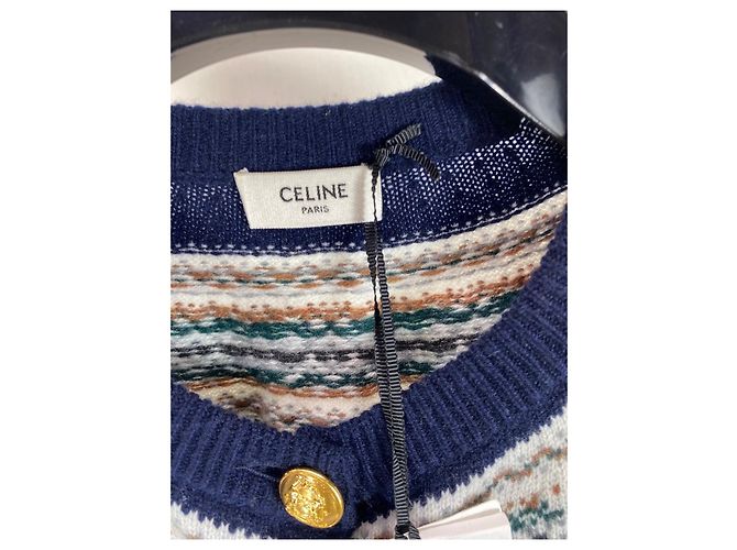 Céline Strickjacke aus Navy Cashmere Fair Isle Jacquard - Ansicht 3