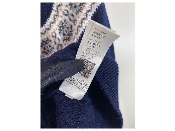 Céline Strickjacke aus Navy Cashmere Fair Isle Jacquard - Ansicht 6