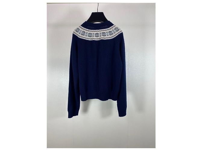 Céline Strickjacke aus Navy Cashmere Fair Isle Jacquard - Ansicht 9