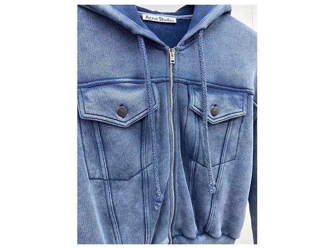 Sudadera con capucha y cremallera Acne Studios azul de algodón - vista 4