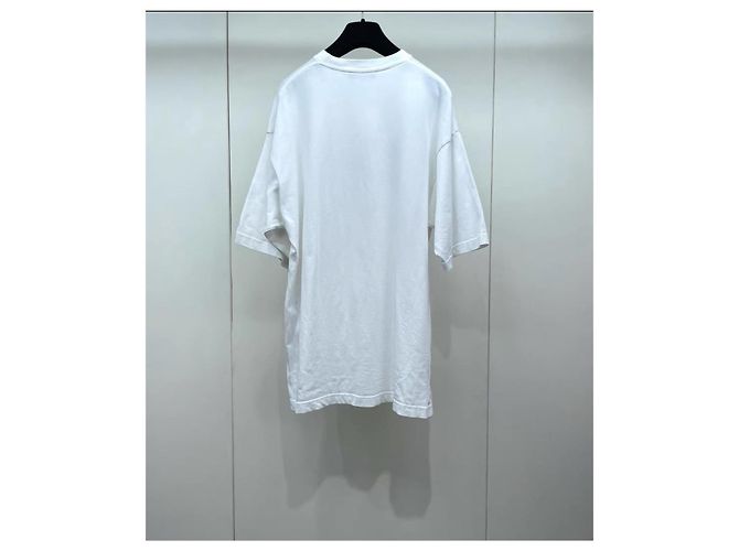 Top Balenciaga con Logo de Algodón Blanco de Manga Corta - vista 2