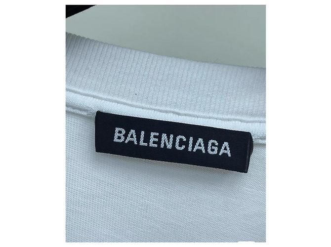 Top Balenciaga con Logo de Algodón Blanco de Manga Corta - vista 4