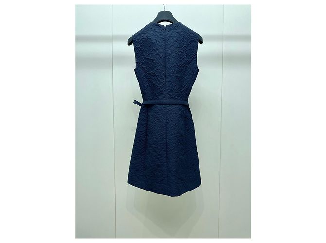Dior Kleid Navy aus Wolle Ärmellos mit Gürtel - Ansicht 2