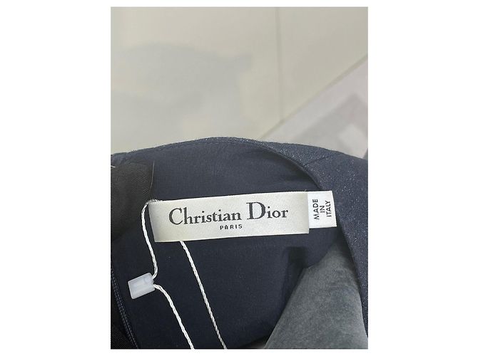 Dior Kleid Navy aus Wolle Ärmellos mit Gürtel - Ansicht 3