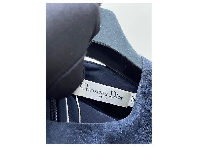 Dior Kleid Navy aus Wolle Ärmellos mit Gürtel - Ansicht 5