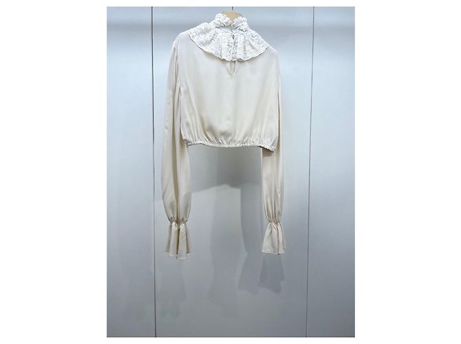 Camisa Miu Miu de seda ecru - vista 2