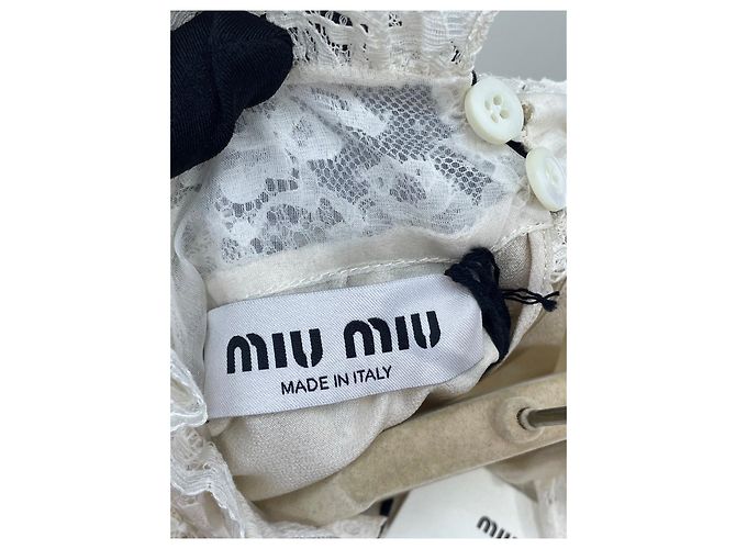 Camisa Miu Miu de seda ecru - vista 6