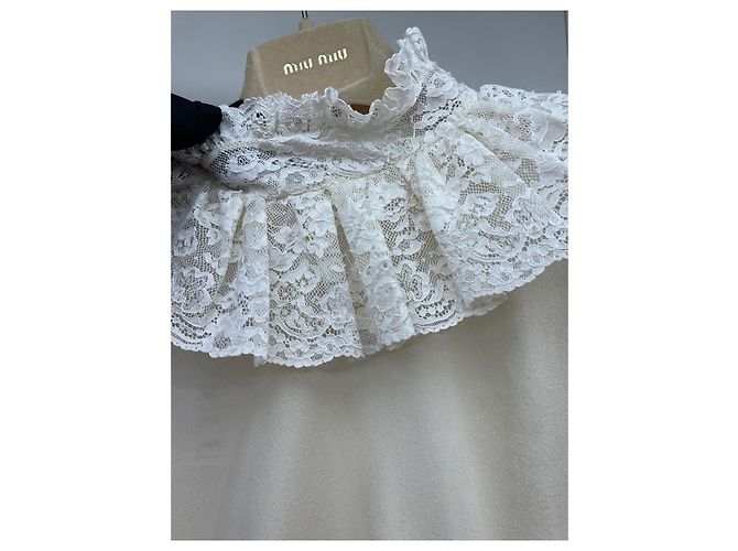 Camisa Miu Miu de seda ecru - vista 7