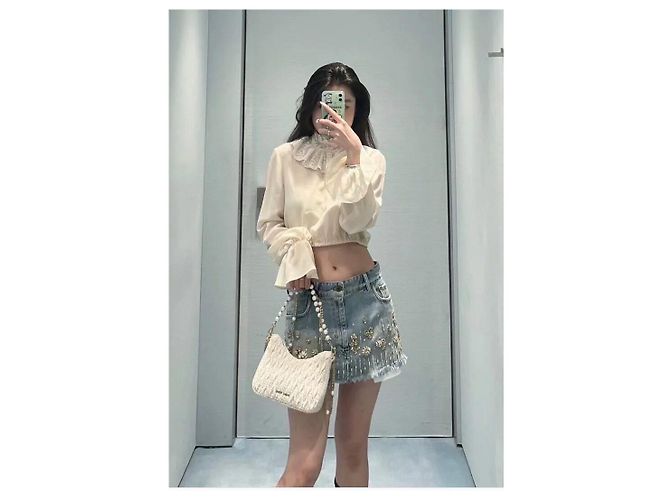 Camisa Miu Miu de seda ecru - vista 9