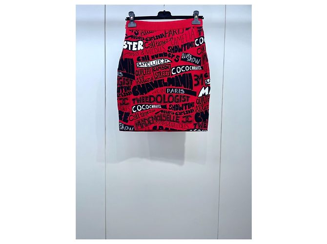 Falda Chanel de algodón jacquard de letras de punto 38 - vista 2
