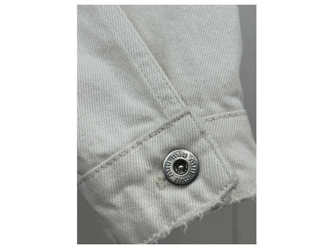 Miu Miu Kurze Jacke aus beige Denim - Ansicht 2