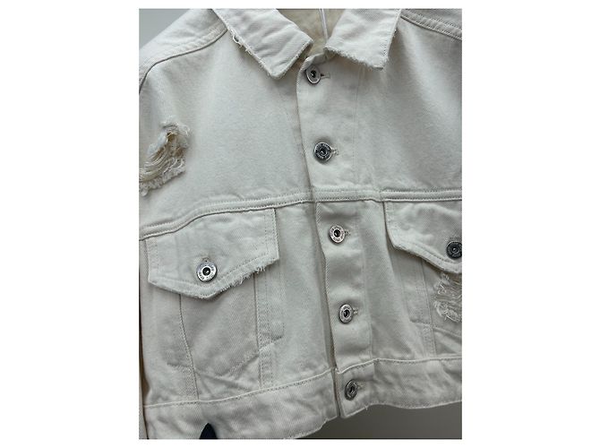Miu Miu Kurze Jacke aus beige Denim - Ansicht 3
