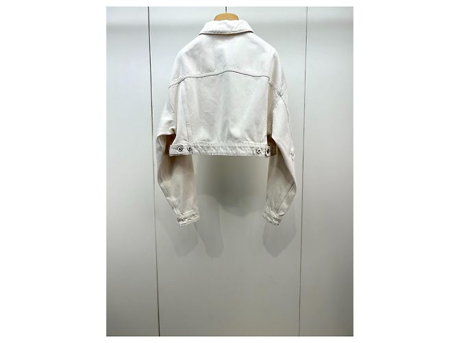 Miu Miu Kurze Jacke aus beige Denim - Ansicht 5